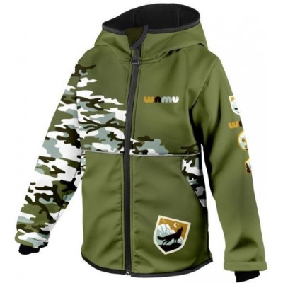 Wamu dětská softshellová bunda maskáčová zelená – Zboží Dáma