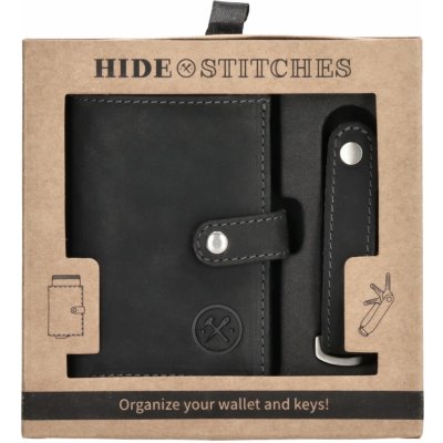 Dárková sada pro muže kožená peněženka a Hide & Stitches Idaho černá – Zboží Mobilmania