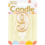 Godan Dortová svíčka číslo 9 zlatá – Zboží Dáma