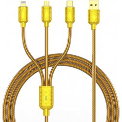 XO NB216 USB 3v1, Phone lightning / USB-C / Micro USB, 3A, 1m, zlatý