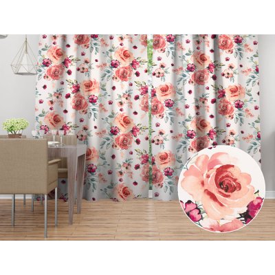 Biante Bavlněný závěs Sandra SA-669 Červeno-růžové akvarelové květy 150x200 cm – Hledejceny.cz