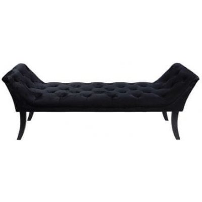 Kondela Designová lavice, černá Velvet látka / kaučukové dřevo, HEMY TYP 1