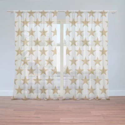 Sablio Záclony Zlaté hvězdy: 2ks 150x250cm – Zboží Mobilmania