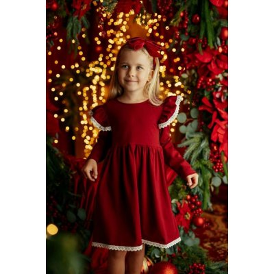 Dívčí šaty tmavě červenou barvu s nádechem do vínové Lily Grey s krajkou – Zboží Dáma Dívčí šaty tmavě červenou barvu s nádechem do vínové Lily Grey s krajkou – Zboží Dáma