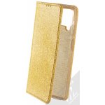 Pouzdro 1Mcz Shining Book třpytivé Samsung Galaxy A12, Galaxy M12 zlatá gold – Zboží Mobilmania