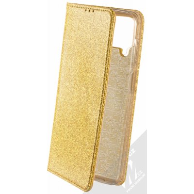 Pouzdro 1Mcz Shining Book třpytivé Samsung Galaxy A12, Galaxy M12 zlatá gold – Zboží Mobilmania