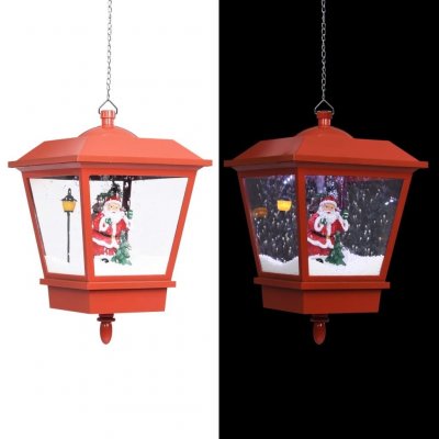 VidaXL Vánoční závěsná lampa LED světlo a Santa červená 27x27x45 cm