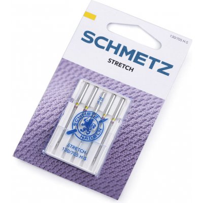 Strojové jehly Stretch 75; 90; sdružené Schmetz na kartě Varianta: 2 (75/11) nikl, Balení: 1 karta – Zboží Mobilmania