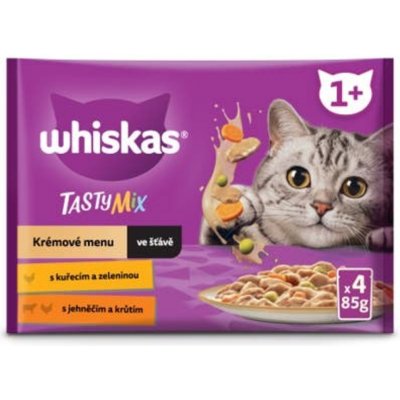 Whiskas Tasty Mix Creamy Creations ve šťávě pro dospělé kočky 4 x 85 g