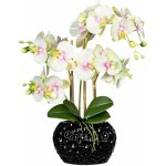 Gasper Umělá květina Orchidej v oválné keramické váze 55 cm, krémově zelená – Zboží Mobilmania