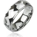 Šperky eshop Wolframový prsten s vybroušenými hranatými plochami vysoký lesk d5.9 – Sleviste.cz