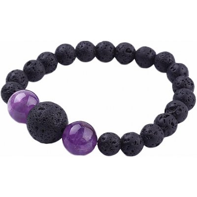 Nefertitis Lávový kámen a ametyst náramek korálkový NF7044 – Hledejceny.cz