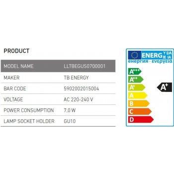 TB Energy LED žárovka GU10 230V 7W Teplá bílá