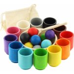Montessori Ulanik dřevěná hračka "Balls in Cups. Big" – Zboží Mobilmania