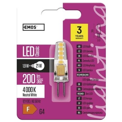 Emos Lighting LED žárovka Classic JC 1,9W 12V G4 neutrální bílá – Zbozi.Blesk.cz