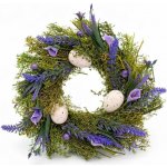 DECOLED Velikonoční věnec, 25 x 25 x 8 cm, zelený věnce, fialové květy – Hledejceny.cz