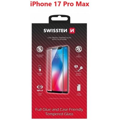 Swissten tvrzené Full Glue Color pro Apple iPhone 17 Pro Max černé 141039 – Zboží Živě