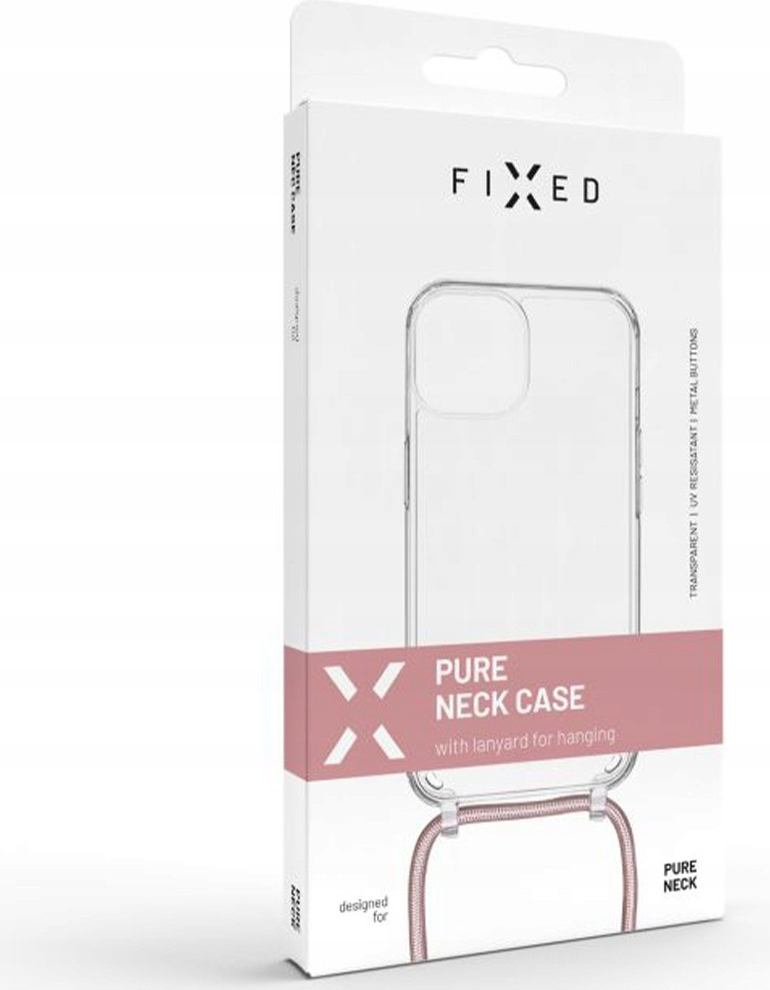 FIXED Pure Neck se šňůrkou na krk Apple iPhone 15 růžové FIXPUN-1200-PI