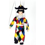 Mašek umělecká výroba Loutka dřevěná Harlekýn 20 cm – Zboží Dáma