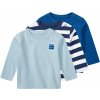Kojenecké tričko a košilka Lupilu Dětské triko s dlouhými rukávy s BIO bavlnou 3kusy pruhy modrá světle modrá