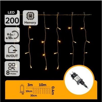 Aigostar LED Ven. ván. řetěz 200xLED/3,6W/230V/8 funkcí 10x0,4m IP44 teplá B103031Q9 – Hledejceny.cz