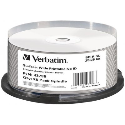 Verbatim BD-R 25GB 6x, prinatble, spindle, 25ks (43738) – Hledejceny.cz