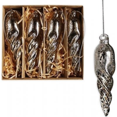 J&M Home International LTD. Ornament sklo 4ks/10cm antik stříbrná – Hledejceny.cz