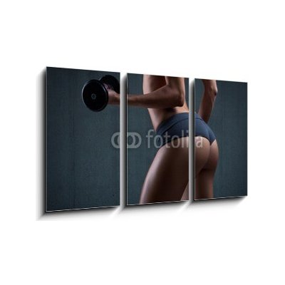 Obraz 3D třídílný - 90 x 50 cm - Very sexy young beautiful ass in thong. Beautiful athletic woman Velmi sexy mladá krásná zadek v řemínku. Krásná sportovní žena