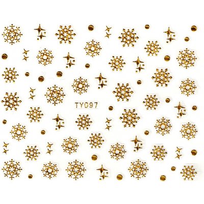Samolepky na nehty 3D Sněhové vločky zlaté TY097 – Zboží Dáma