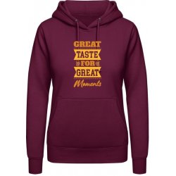 AWDis Hoodie mikina Design Great Taste for Great Moments Purpurovočervená