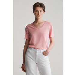 GANT REG LINEN V-NECK SS T-SHIRT GERANIUM PINK