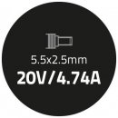 Qoltec adapter 90W 20V 4.74A 50099.90W - neoriginální