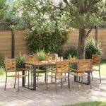Omaxi 456045 Zahradní jídelní souprava 7 pcs Šedá 200 x 80 x 75 cm polyratan – Hledejceny.cz