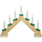 Vánoční dřevěný svícen ve tvaru pyramidy, přírodní, 7 svíček, teplá bílá – Zboží Mobilmania