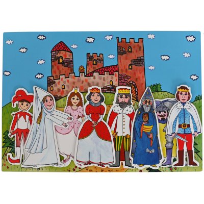 Marionetino Sada loutek a kulis Král, Královna, Princ, Princezna, Kašpárek, Čaroděj, Bílá paní, Rytíř, Hrad, Hradní síň – Zboží Dáma