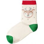 Vlnka Vánoční dětské zimní ponožky s ovčí vlnou se sobem červeno zelená – Zboží Dáma