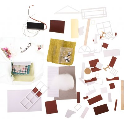 FunPlay 6995 DIY Dřevěný domeček pro panenky s příslušenstvím obývací pokoj 15x20,6x11,8cm – Zboží Dáma