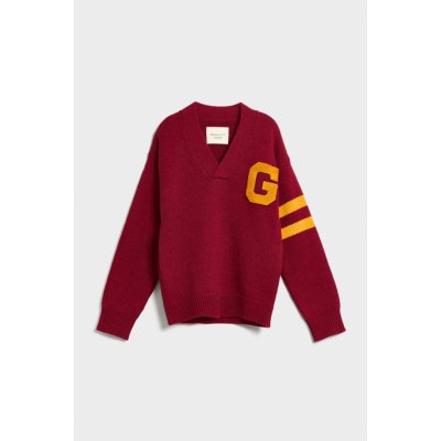 Gant Svetr Pp Letterman V-neck červená – Zboží Mobilmania