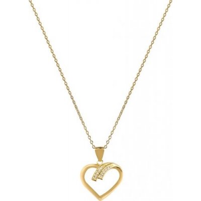Beneto Pozlaceý stříbrný náhrdelník se srdcem AGS1138 47
