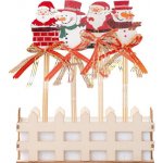 Zápich dřevo 12ks 55x75mm + špejle sněhulák Santa v dřevěné ohrádce mix červená bílá – Hledejceny.cz