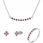 Granát Turnov Stříbrný set šperků 1470 s českým granátem, rhodiovaný - linka 52 klapka – Zboží Dáma