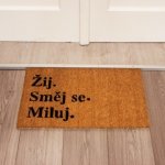 Home Elements Rohožka s textem Žij, směj se, miluj hnědé 40 x 60 cm – Zboží Dáma