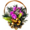 Květina Smuteční kytice z umělých květin šiškový košík - fialové