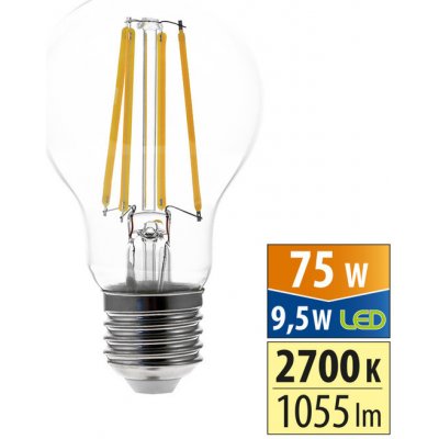 McLED LED žárovka E27 9,5W 75W teplá bílá 2700K