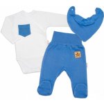 Baby Nellys 3-dílná sada Body dl. rukáv s kapsou šátek polodupačky modrá – Sleviste.cz
