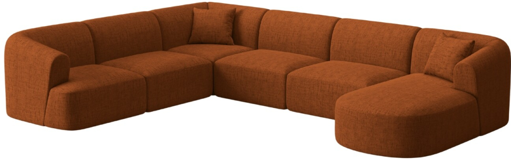 Cosmopolitan Design Rohová pohovka Campi Terakotově oranžová čalouněná 330 cm levá