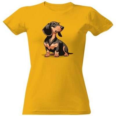 Tričko s potiskem jezevčík tričko dámské Zlatá – Sleviste.cz