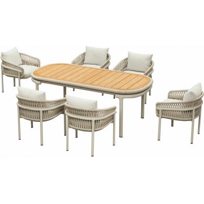 Anvicti2 Zahradní 6 místná jídelní souprava CALYPSO BEIGE TEAKHG207890BT – Hledejceny.cz