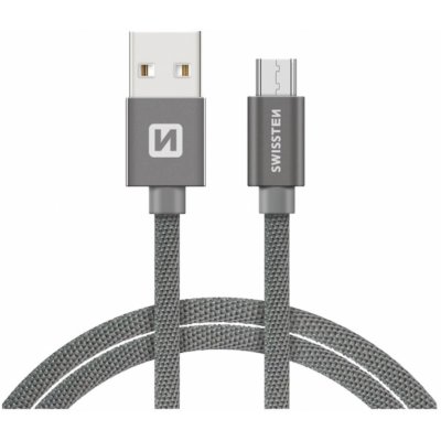 Swissten 71522203 USB 2.0, zástrčka A - zástrčka micro B, opletený, 1,2m, stříbrný – Zboží Mobilmania