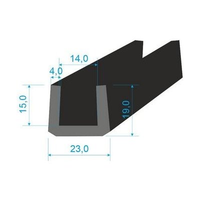 00535023 Pryžový profil tvaru "U", 19x23/14mm, 60°Sh, EPDM, -40°C/+100°C, černý | Zboží Auto